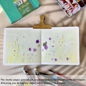 tumuarta Square Watercolor Journal, 8.25x8.25”, 140 LB, 300 GSM, 25% Cotton, Cold Press, 24 Sheets...