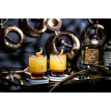 Vintage Art Deco Ribbed Lowball Cocktail Glasses Set of 4