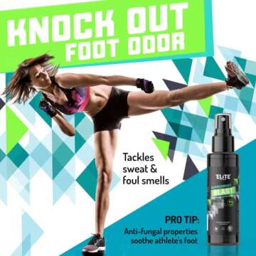 Elite Sportz Shoe Deodorizer - 4 oz Foot Spray and Shoe Odor Eliminator - No More Smelly Shoes or Stinky Feet with our Peppermint Shoe Freshener