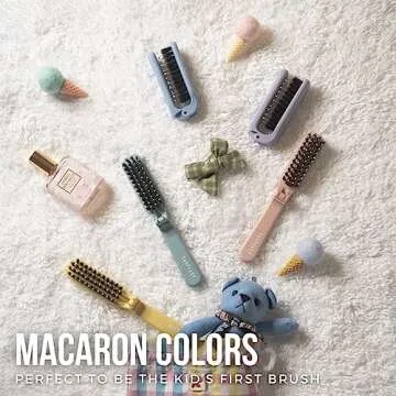 Uffy Travel Hair Brush, Mini Folding Hairbrush Comb with Boar Bristles for Women, Men, and Children, Small Compact Pocket Size for Wet and Dry Hair, Curly and Detangle, Ideal for Purse - Soft Grey