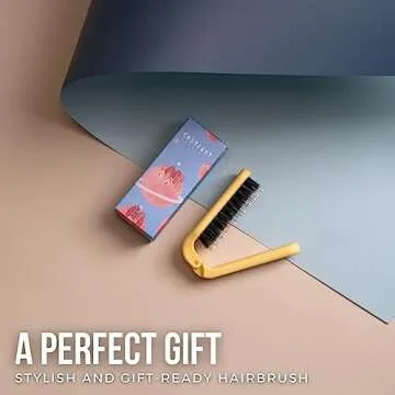 Uffy Travel Hair Brush, Mini Folding Hairbrush Comb with Boar Bristles for Women, Men, and Children, Small Compact Pocket Size for Wet and Dry Hair, Curly and Detangle, Ideal for Purse - Soft Grey