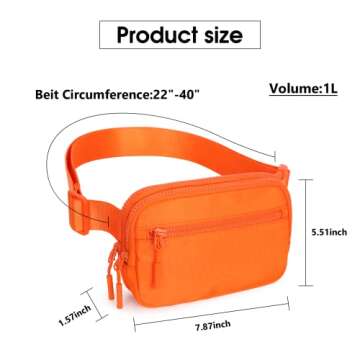 WESTBRONCO Fanny Packs for Women Men, Belt Bag with 4 Zipper Pockets, Fashion Waist Packs, Lightweight Crossbody Bags with Adjustable Strap for Workout/Running/Hiking (Orange)