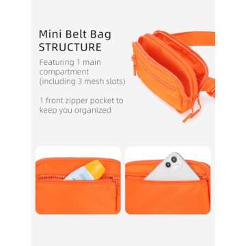 WESTBRONCO Fanny Packs for Women Men, Belt Bag with 4 Zipper Pockets, Fashion Waist Packs, Lightweight Crossbody Bags with Adjustable Strap for Workout/Running/Hiking (Orange)