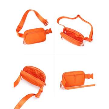 WESTBRONCO Fanny Packs for Women Men, Belt Bag with 4 Zipper Pockets, Fashion Waist Packs, Lightweight Crossbody Bags with Adjustable Strap for Workout/Running/Hiking (Orange)