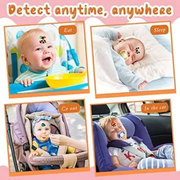 Stick-on Fever Indicator Forehead Fever Monitor Kids Cartoon Fever Patch for Kids Baby Adults Home Office Supplies (Cute Style)
