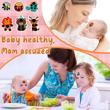 Stick-on Fever Indicator Forehead Fever Monitor Kids Cartoon Fever Patch for Kids Baby Adults Home Office Supplies (Cute Style)