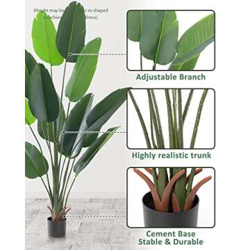 KELOTEVEN 6Ft Artificial Bird of Paradise Faux Tree