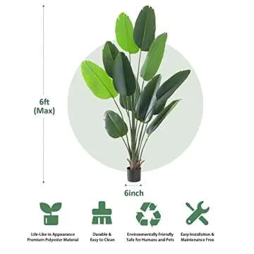 KELOTEVEN 6Ft Artificial Bird of Paradise Faux Tree