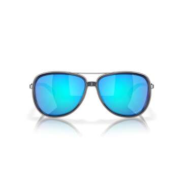 Oakley Women's OO4129 Split Time Aviator Sunglasses, Navy/Prizm Sapphire Iridium Polarized, 58 mm