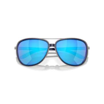 Oakley Women's OO4129 Split Time Aviator Sunglasses, Navy/Prizm Sapphire Iridium Polarized, 58 mm