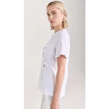 Cinq a Sept Foiled Merci Merci Merci Tee, White/Silver, X-Small