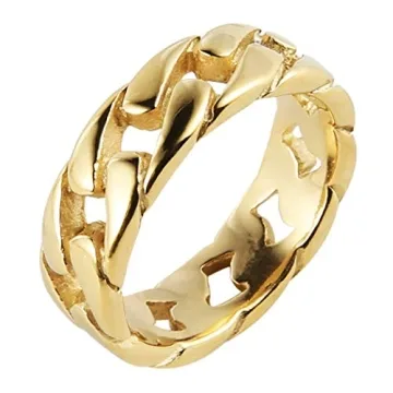 Stylish HZMAN Mens Stainless Steel 7mm Cuban Link Ring