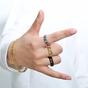 Stylish HZMAN Mens Wide Band Cuban Link Ring