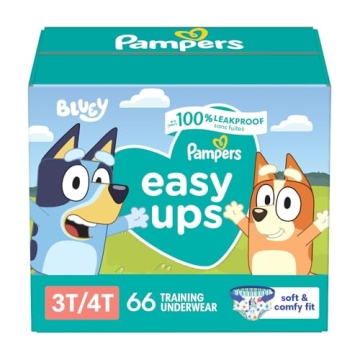 Pampers Easy Ups Boys & Girls Potty Training Pants - Bluey Character, Size 3T-4T, 66 Count