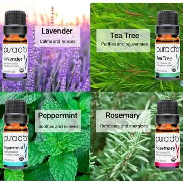 PURA D'OR Organic Perfect10 Essential Oils Set - 10x 10mL Wood Box Aromatherapy Gift Set - 100% Pure...