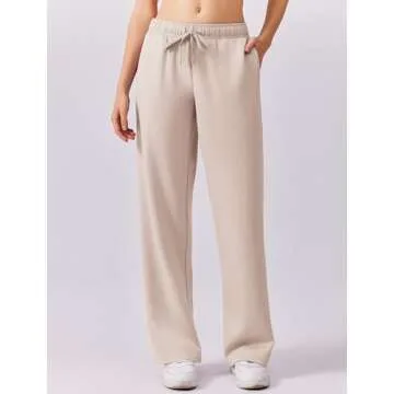 PINSPARK 2 Piece Sets for Women 2025 Fall Trendy Sweatsuit Long Sleeve Pullover Tops and Drawstring Sweatpants Lounge Sets, Apricot Petite S