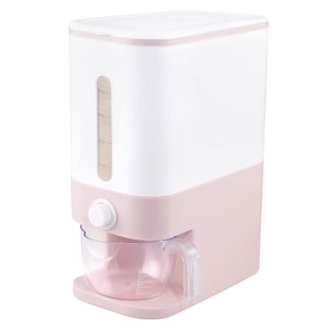 Pink Rice Dispenser Airtight Storage with Measuring Cup