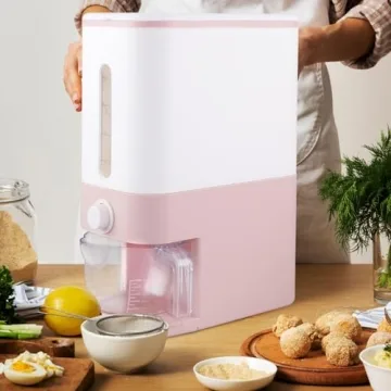 Pink Rice Dispenser Airtight Storage with Measuring Cup