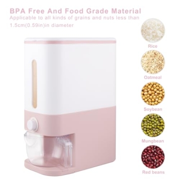 Pink Rice Dispenser Airtight Storage with Measuring Cup