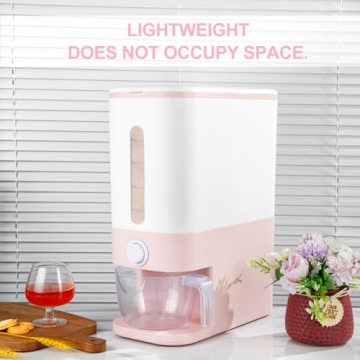 Pink Rice Dispenser Airtight Storage with Measuring Cup