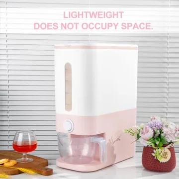 Pink Rice Dispenser Airtight Storage with Measuring Cup