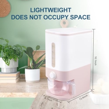 Pink Rice Dispenser Airtight Storage with Measuring Cup