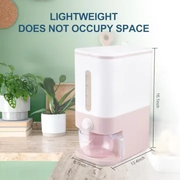 Pink Rice Dispenser Airtight Storage with Measuring Cup