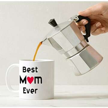 MAUAG Best Mom Coffee Mug, Best Mom Ever Unique Holiday or Birthday Gifts Idea for Mom Mother Mama Mommy Cup White, 11 Oz