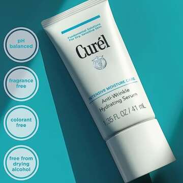 Curel Japanese Skin Care, Anti-Wrinkle Hydrating Serum, Lightweight Serum, Fragrance Free & Colorant Free, For Sensitive Skin, 1.3 Oz