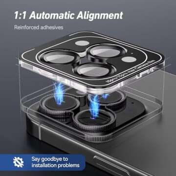 Jeluse 3X2 Pack Compatible for iPhone 15 Pro Max/iPhone 15 Pro Camera Lens Protector 9H Tempered Glass Cover, Drop Protection, Scratch Resistant, Automatic Alignment, Night Shooting Mode