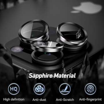 Jeluse 3X2 Pack Compatible for iPhone 15 Pro Max/iPhone 15 Pro Camera Lens Protector 9H Tempered Glass Cover, Drop Protection, Scratch Resistant, Automatic Alignment, Night Shooting Mode