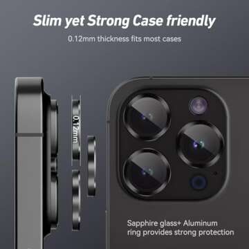 Jeluse 3X2 Pack Compatible for iPhone 15 Pro Max/iPhone 15 Pro Camera Lens Protector 9H Tempered Glass Cover, Drop Protection, Scratch Resistant, Automatic Alignment, Night Shooting Mode