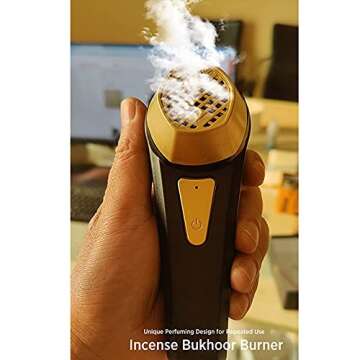 YHJIC Portable USB Incense Burner Ramada Dukhoon Burner Muslim Arabic Dukhni Aroma Diffuser with Comb Arabic Bakhoor