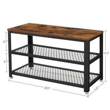 VASAGLE 3-Tier Shoe Rack and Storage Bench for Entryway