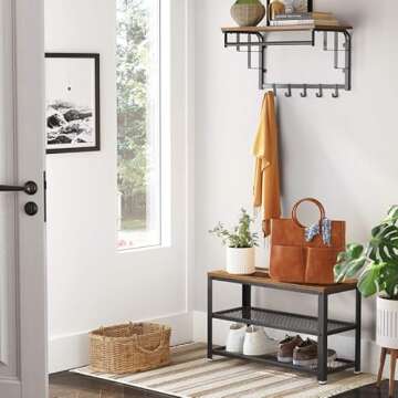 VASAGLE 3-Tier Shoe Rack and Storage Bench for Entryway