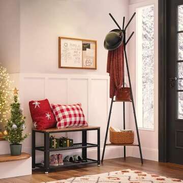 VASAGLE 3-Tier Shoe Rack and Storage Bench for Entryway