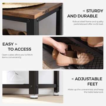 VASAGLE 3-Tier Shoe Rack and Storage Bench for Entryway