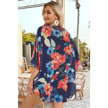 Women's Lightweight Floral Kimono Cardigan Beach Cover-Up