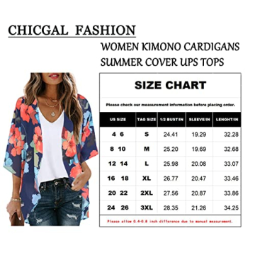 Women's Lightweight Floral Kimono Cardigan Beach Cover-Up