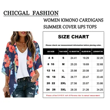 Women's Lightweight Floral Kimono Cardigan Beach Cover-Up