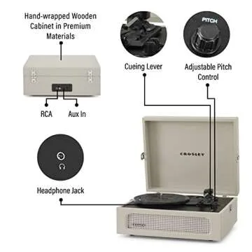 Crosley CR8017B-DU Voyager Vintage Portable Vinyl Record Player Turntable with Bluetooth in/Out and Built-in Speakers, Dune