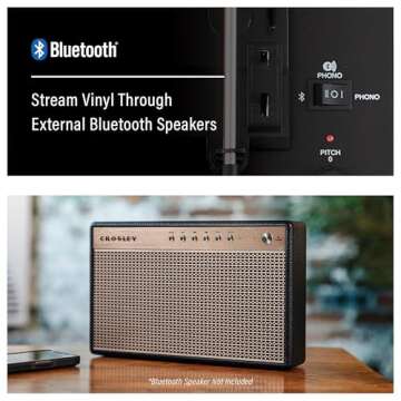 Crosley CR8017B-DU Voyager Vintage Portable Vinyl Record Player Turntable with Bluetooth in/Out and Built-in Speakers, Dune