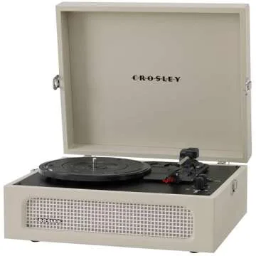 Crosley CR8017B-DU Voyager Vintage Portable Vinyl Record Player Turntable with Bluetooth in/Out and Built-in Speakers, Dune
