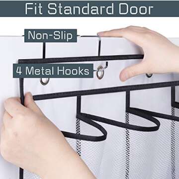 AOODA 28 Large Mesh Pockets Over The Door Shoe Rack, Hanging Shoe Organizer for Closet Hanging Sneaker Holder Hanger, White