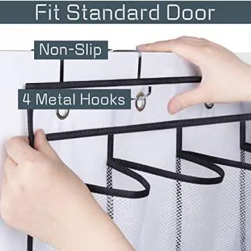 AOODA 28 Large Mesh Pockets Over The Door Shoe Rack, Hanging Shoe Organizer for Closet Hanging Sneaker Holder Hanger, White