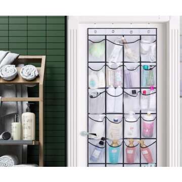 AOODA 28 Large Mesh Pockets Over The Door Shoe Rack, Hanging Shoe Organizer for Closet Hanging Sneaker Holder Hanger, White