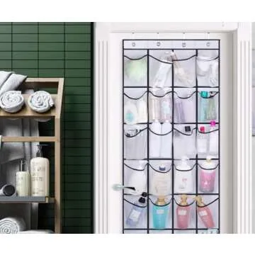 AOODA 28 Large Mesh Pockets Over The Door Shoe Rack, Hanging Shoe Organizer for Closet Hanging Sneaker Holder Hanger, White