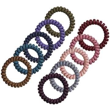 Pengxiaomei 10 Pcs Spiral Hair Ties, Colorful Matte Hair Ties for Thick/Thin Hair, Ponytail Holder C...