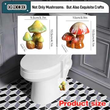 2Pack Mushroom Toilet Bolt Caps,Toilet Bolt Covers Decorative,Fun Ceramics Mushroom Toilet Bolt Covers，Universal Toilet Bolt Caps Toilet Caps for Bottom of Toilet (Mushrooms)