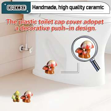 2Pack Mushroom Toilet Bolt Caps,Toilet Bolt Covers Decorative,Fun Ceramics Mushroom Toilet Bolt Covers，Universal Toilet Bolt Caps Toilet Caps for Bottom of Toilet (Mushrooms)